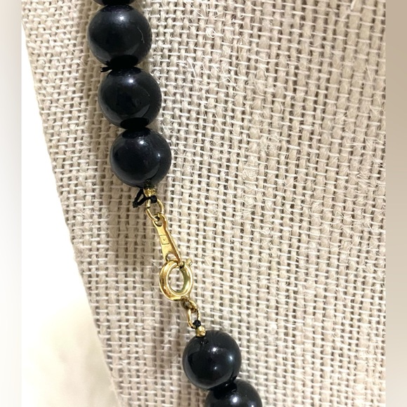 Avon Black Bead Faux Pearl Bead Necklace Vintage Classic Preppy Retro Elegant - Picture 5 of 8